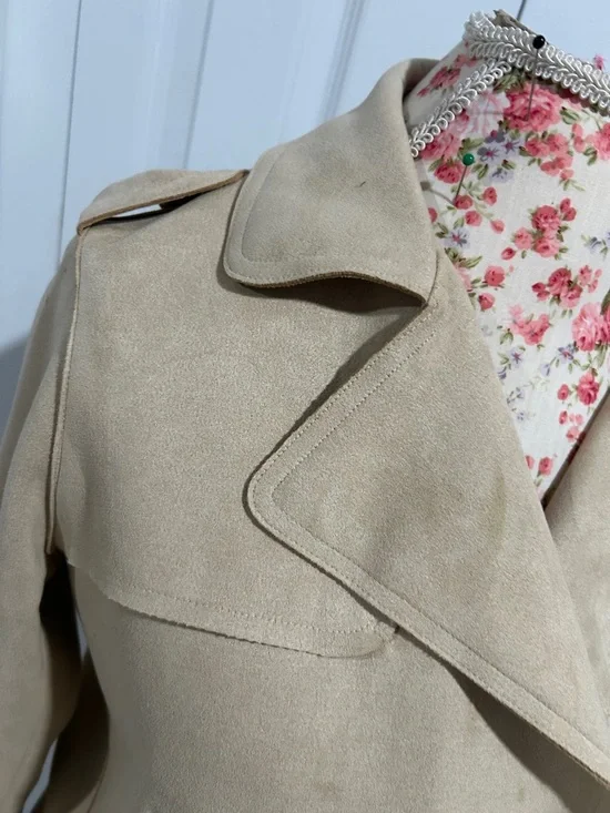 Women's Suede Moto Jacket - Beige - Picture 3 of 5
